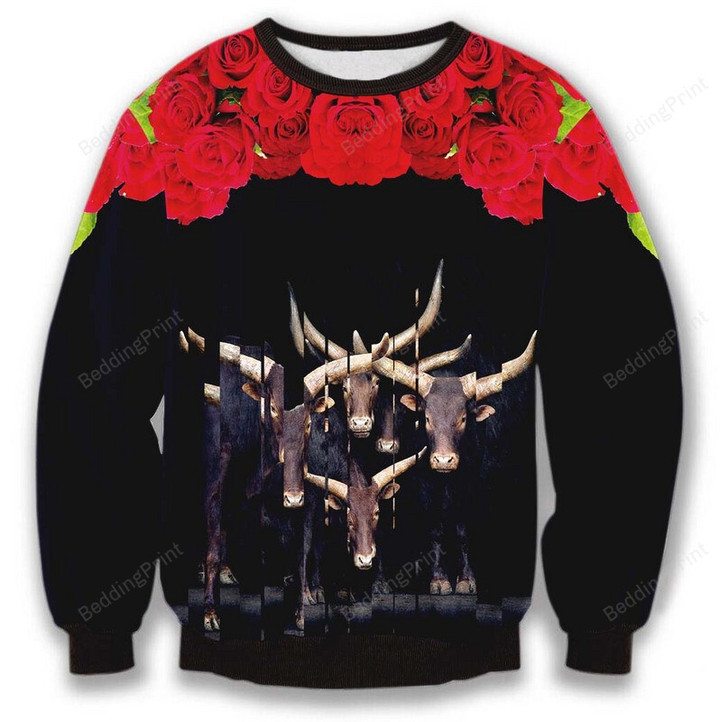 Bulls Floral 3D Ugly Sweater