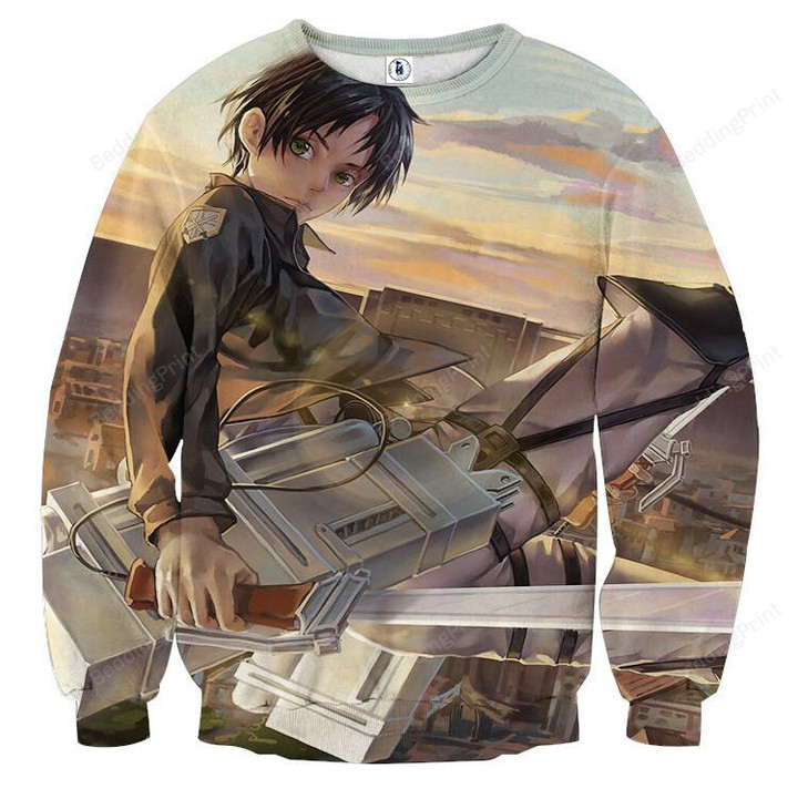 Eren Yeager Attack On Titan Ugly Christmas Sweater, All Over Print Sweatshirt