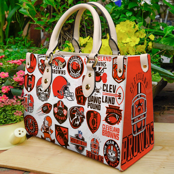 Cleveland Browns Leather HandHandbag, Cleveland Browns Leather Bag Gift