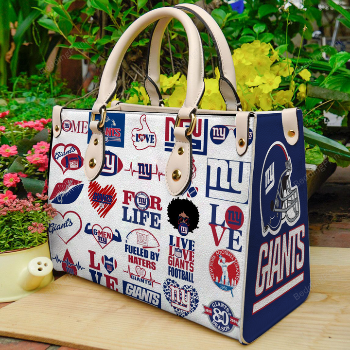 New York Giants Leather Handbag, New York Giants Leather Bag Gift