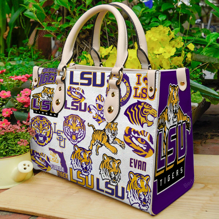 LSU Tiger Leather Handbag, LSU Tiger Leather Bag Gift