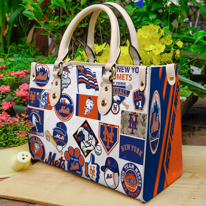 New York Mets Leather Handbag, New York Mets Leather Bag Gift