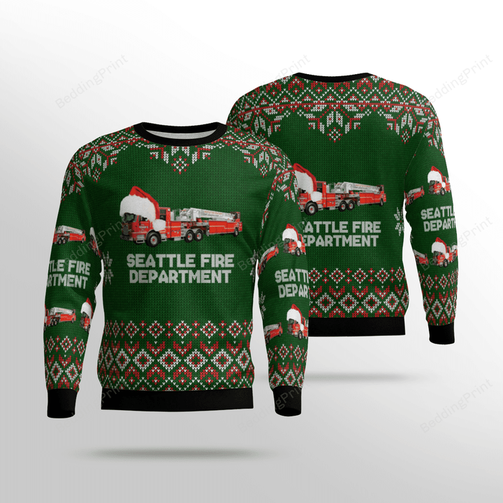 Washington Seattle Fire Department Ugly Christmas Sweater
