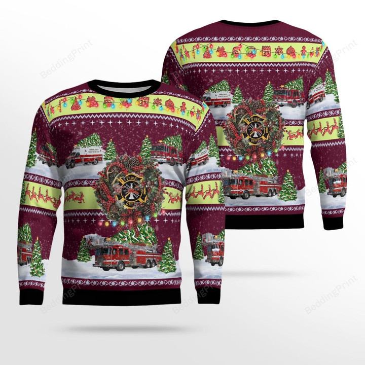 Illinois, Wilmette Fire Department Station Ugly Christmas Sweater