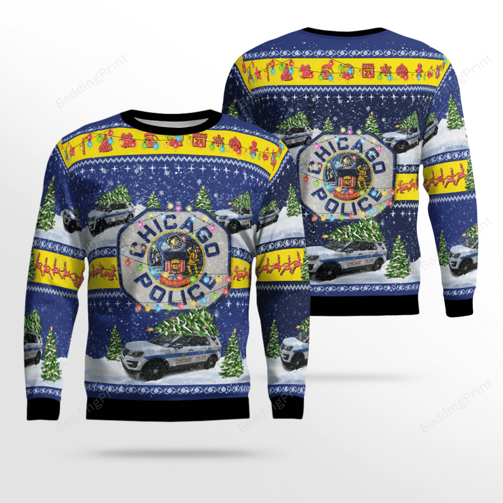 Chicago Police Ford Police Interceptor Utility Ugly Christmas Sweater