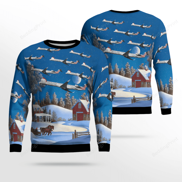 PSA Airlines Bombardier CRJ900 Ugly Christmas Sweater