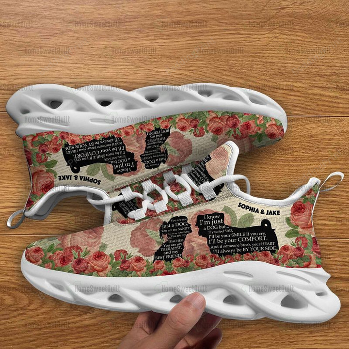Pug Dog Mom Roses I'll Always Be By Your Side Memorial Max Soul Shoes, Gift Mother's Day For Dog Mom Light Sports Shoes