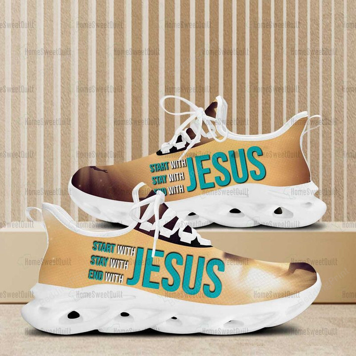Jesus Cross Jesus Lover Start With Jesus Stay With Jesus End With Jesus Max Soul Shoes, Light Sports Shoes