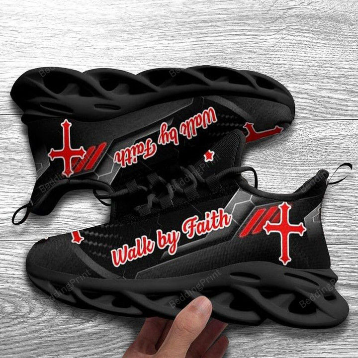 Walk By Faith Stand With God Jesus Lovers Theme Red Cross Shine Max Soul Shoes