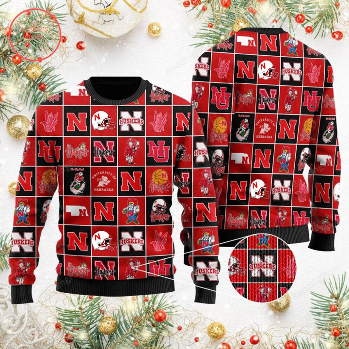 Nebraska Cornhuskers Football Team Logo Christmas Ugly Sweater