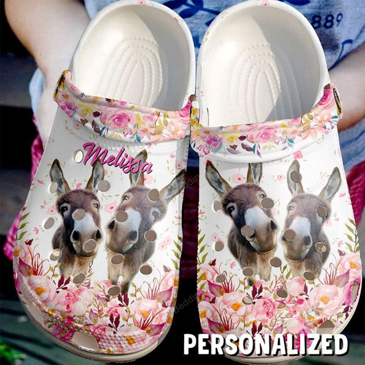 Personalized Farmer Cute Donkeys Crocs Crocband Clogs, Gift For Lover Donkeys Crocs Comfy Footwear