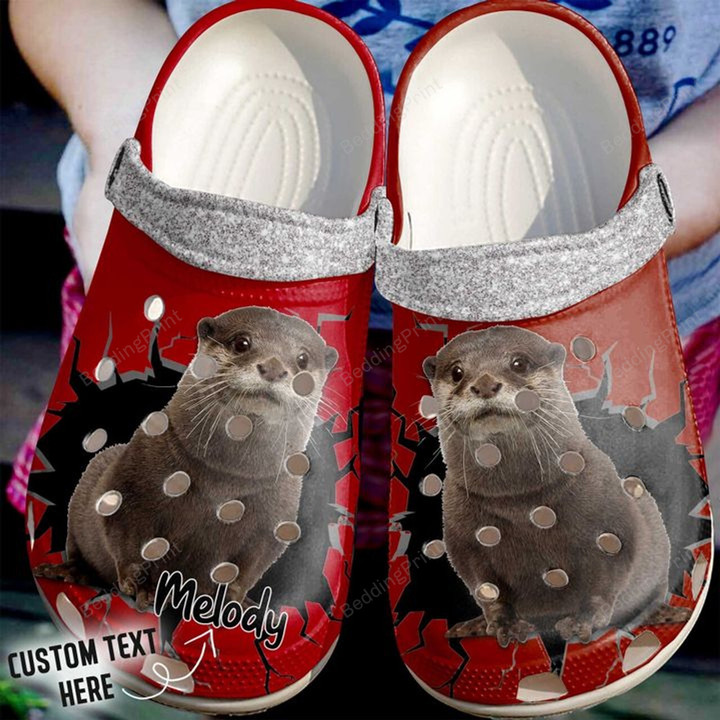 Personalized Otter Crack Wall Crocs Crocband Clogs, Gift For Lover Otter Crocs Comfy Footwear