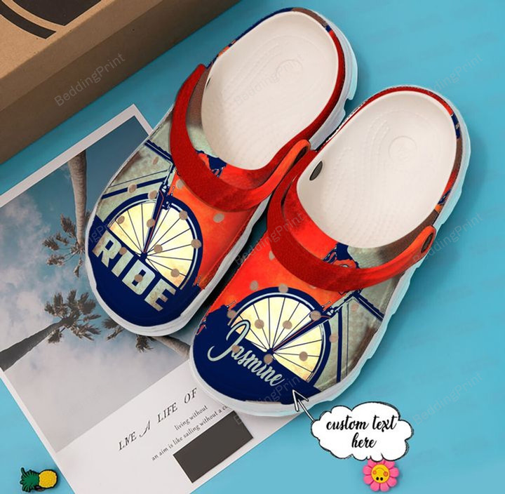 Personalized Cycling Ride Crocs Crocband Clogs, Gift For Lover Cycling Ride Crocs Comfy Footwear