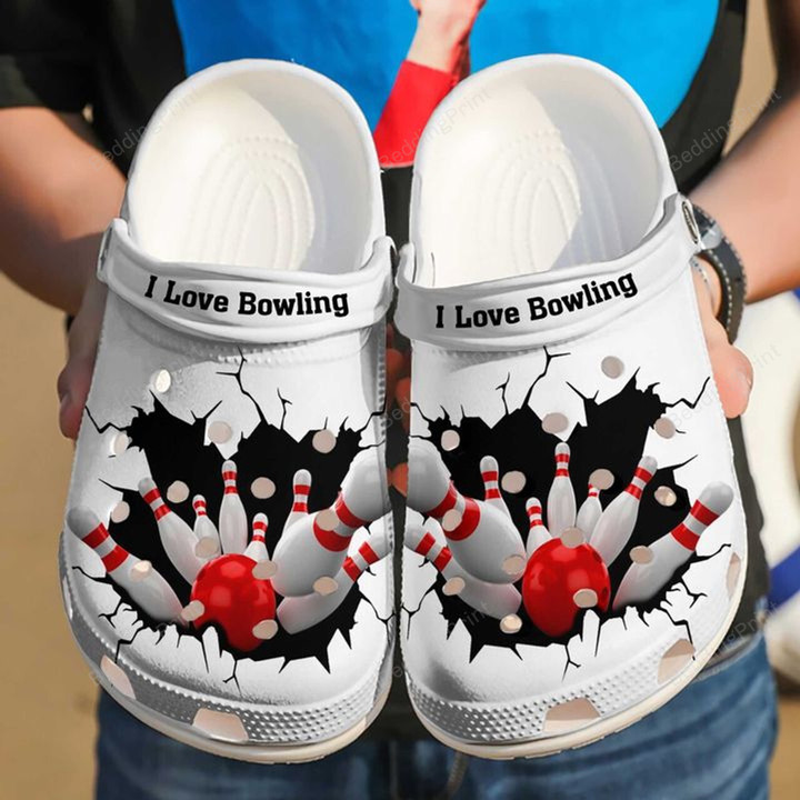 Bowling Crocs Crocband Clogs, Gift For Lover Bowling Crocs Comfy Footwear