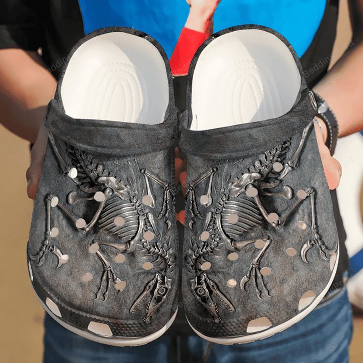 Dinosaur Dino Fossil Crocs Crocband Clogs, Gift For Lover Dinosaur Dino Crocs Comfy Footwear