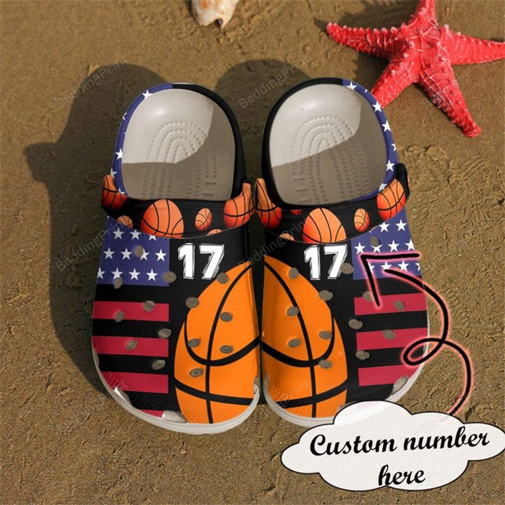 Personalized American Basketball Crocs Crocband Clogs, Gift For Lover American Basketball Crocs Comfy Footwear