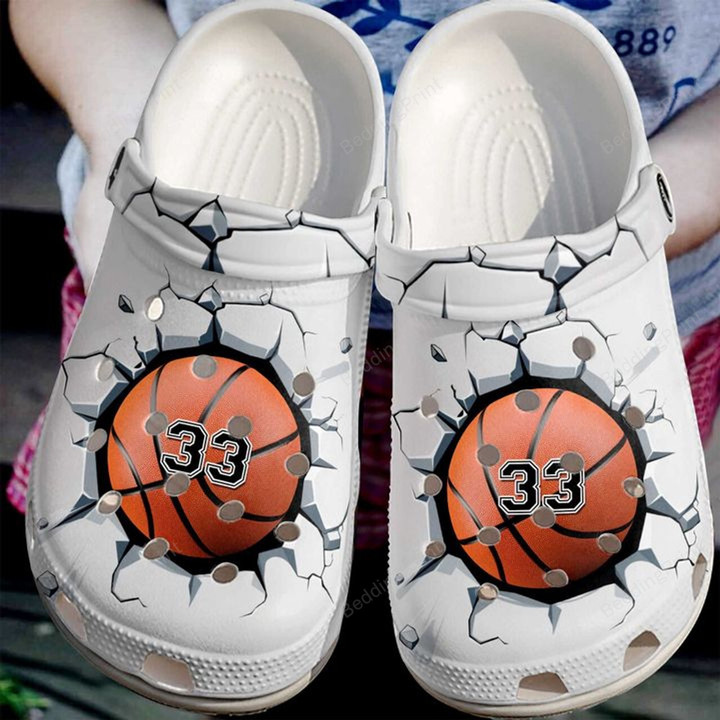 Personalized Broken Wall Basketball Crocs Crocband Clogs, Gift For Lover Basketball Crocs Comfy Footwear