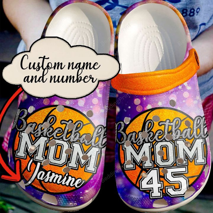 Basketball Glowing Mom Crocs Crocband Clogs, Gift For Lover Basketball Crocs Comfy Footwear