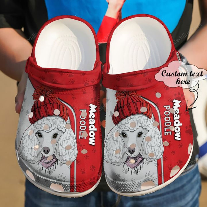 Personalized Red Poodle Crocs Crocband Clogs, Gift For Lover Poodle Crocs Comfy Footwear
