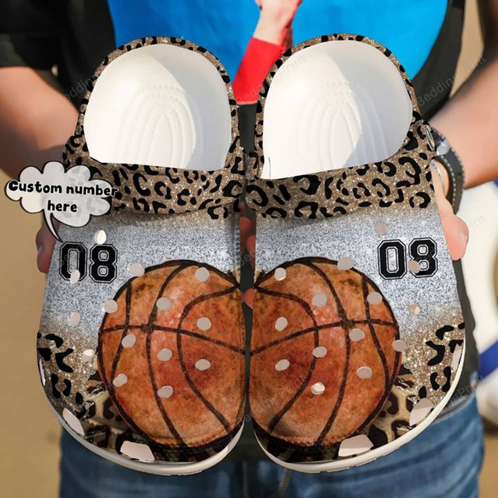 Personalized Leopard Basketball Crocs Crocband Clogs, Gift For Lover Leopard Basketball Crocs Comfy Footwear
