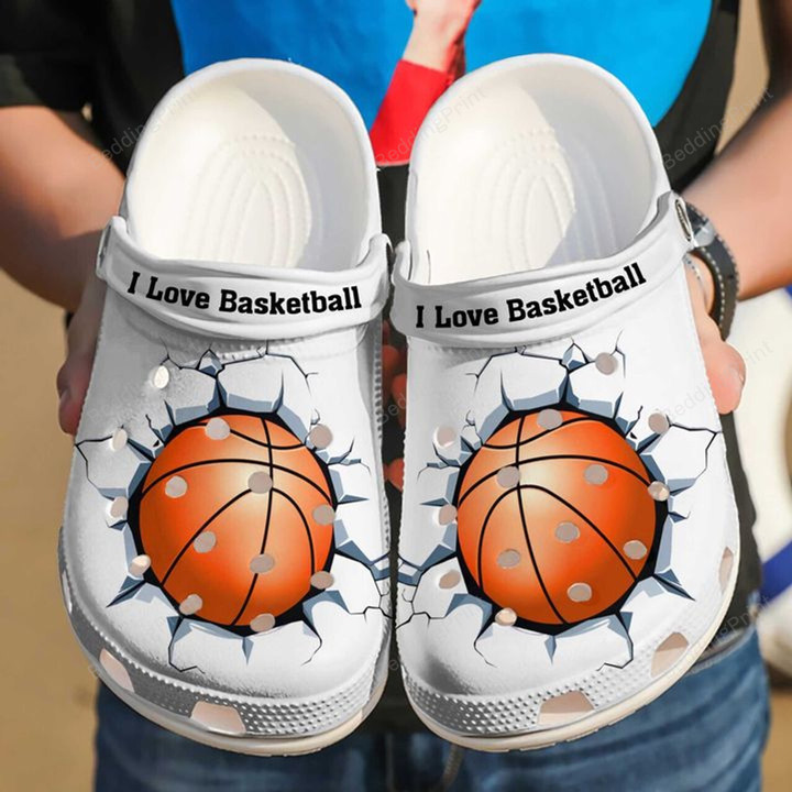 Basketball I Love Crocs Crocband Clogs, Gift For Lover Basketball Crocs Comfy Footwear