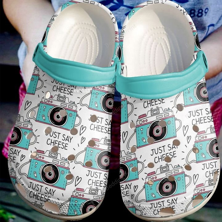 Photographing Just Say Cheese Crocs Crocband Clogs, Gift For Lover Photographing Crocs Comfy Footwear