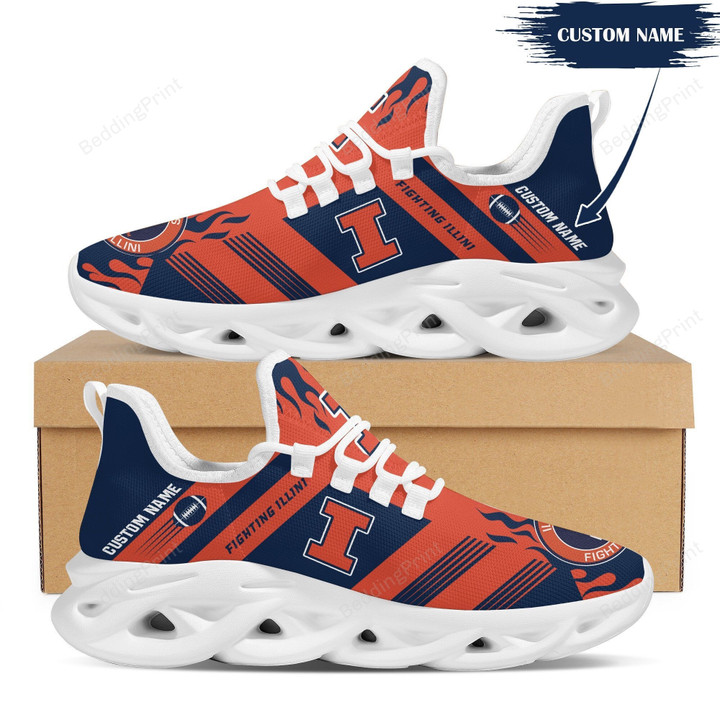 NCAA Illinois Fighting Illini Custom Personalized Running Sports Shoes Max Soul Shoes