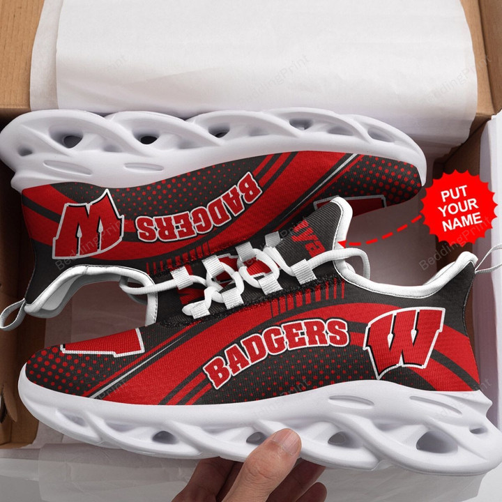NCAA Wisconsin Badgers Custom Personalized Max Soul Shoes