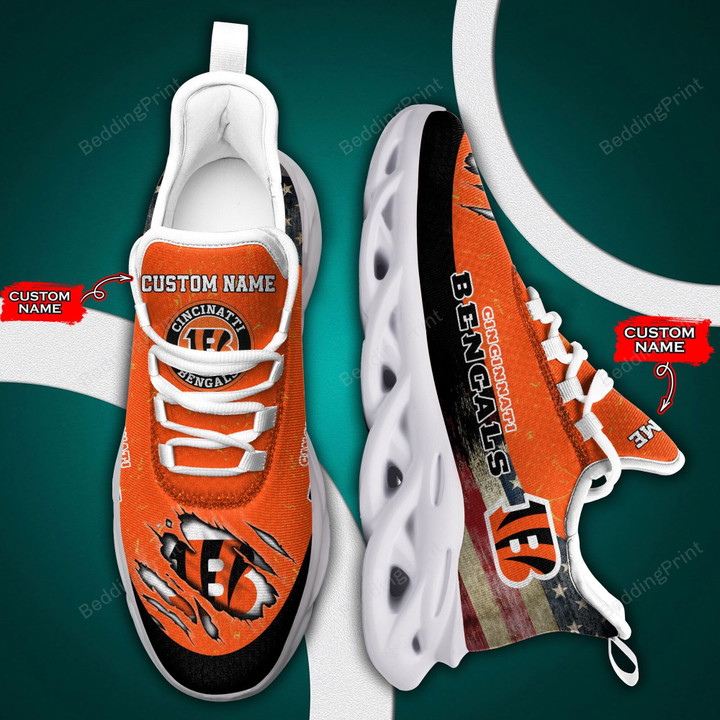 Cincinnati Bengals NFL Custom Name Max Soul Shoes