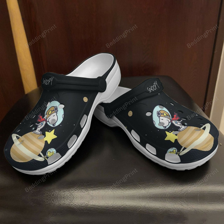 Peanuts Snoopy On Night Planet Crocs Crocband Clogs, Gift For Lover Peanuts Snoopy Crocs Comfy Footwear