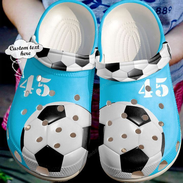 Personalized Soccer Crocs Crocband Clogs, Gift For Lover Soccer Crocs Comfy Footwear