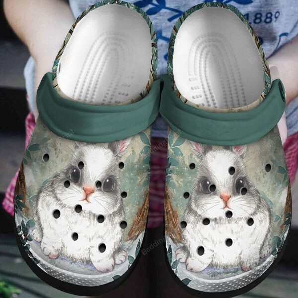 Bunny Rabbit Crocs Crocband Clogs, Gift For Lover Bunny Rabbit Crocs Comfy Footwear