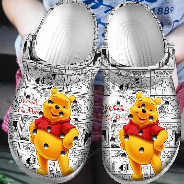 Winnie The Pooh Disney Crocs Crocband Clogs, Gift For Lover Winnie The Pooh Disney Crocs Comfy Footwear