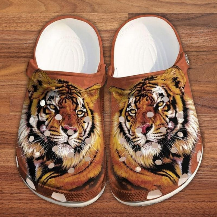 Save The Tiger Crocs Crocband Clogs, Gift For Lover Tiger Crocs Comfy Footwear