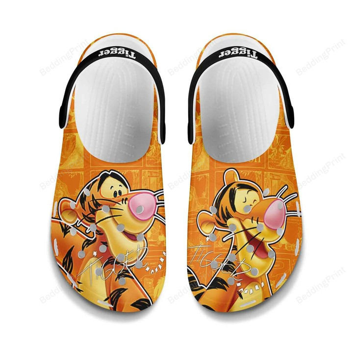 Happy Tiger Orange Disney Cartoon Crocs Crocband Clogs, Gift For Lover Tiger Crocs Comfy Footwear
