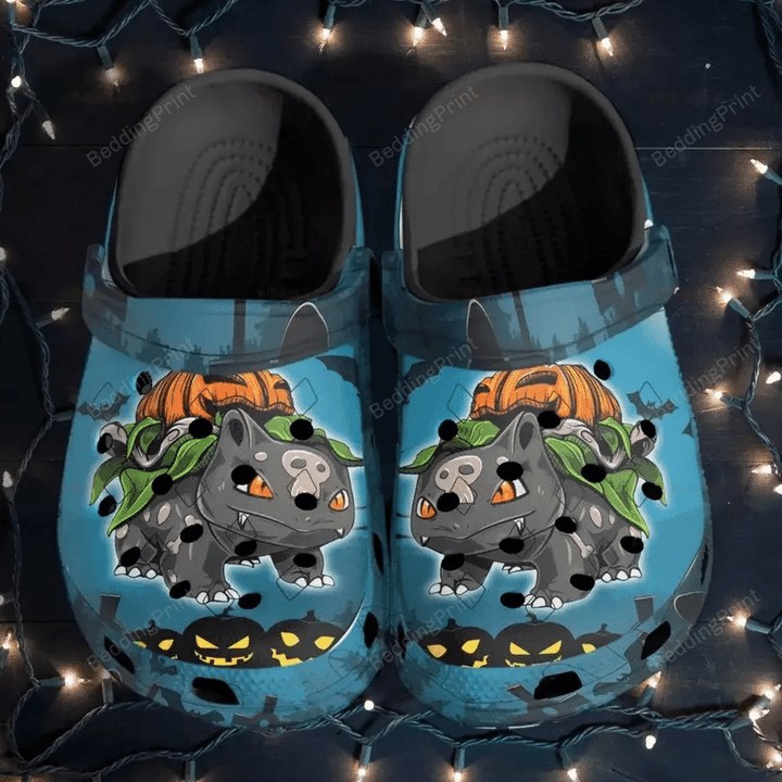 Bulbasaur Pumpkin Halloween Crocs Crocband Clogs, Gift For Lover Bulbasaur Crocs Comfy Footwear