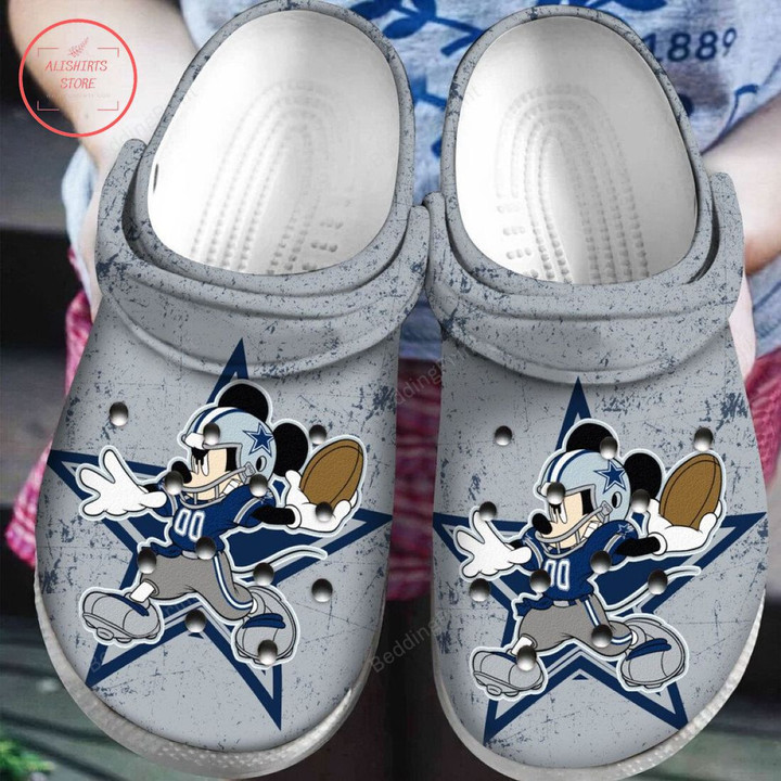 NFL Dallas Cowboys Mickey Mouse Crocs Crocband Clogs, Gift For Lover NFL Dallas Cowboys Mickey Mouse Crocs Comfy Footwear