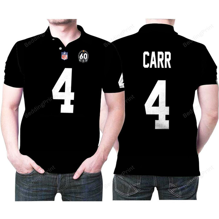 Las Vegas Raiders Derek Carr 4 Nfl Logo 3D Printed Gift For DLas Vegas Raiders Fan Polo Shirt