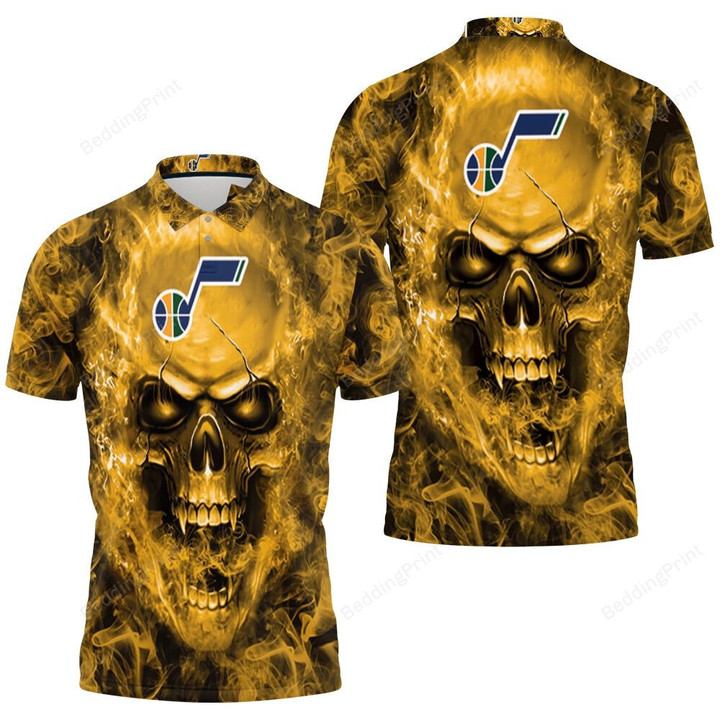 Utah Jazz Nba Skull Polo Shirt