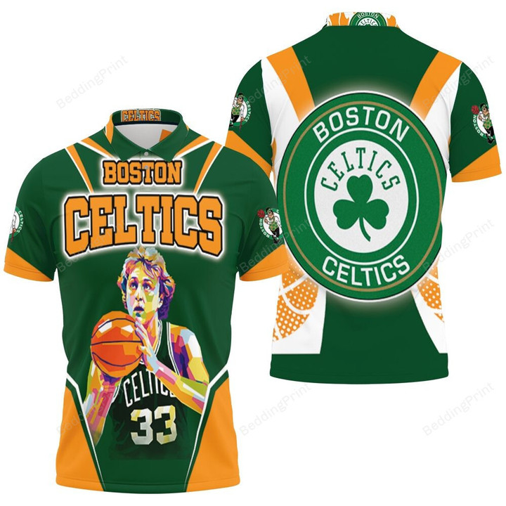 Larry Bird Boston Celtics Vintage Artwork Polo Shirt