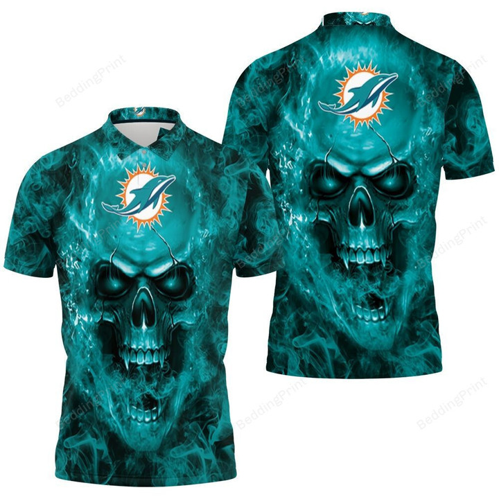 Miami Dolphins Nfl Fans Skull Polo Shirt