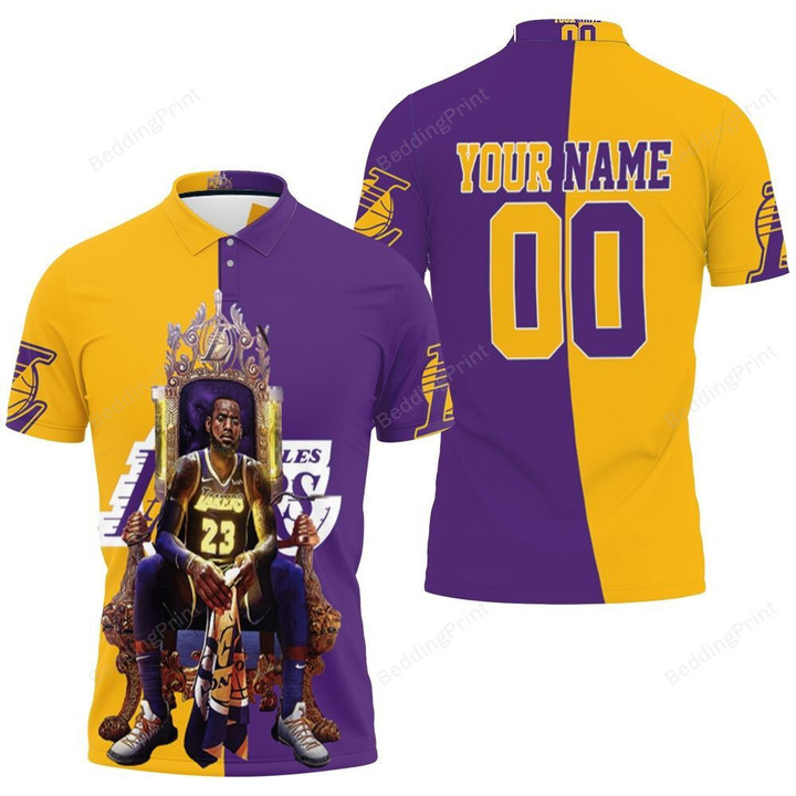 Personalized Lebron James On Throne Los Angles Lakers Legend 3D Polo Shirt