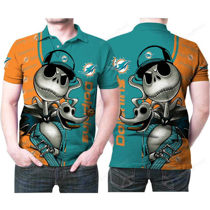 Miami Dolphins Jack Skellington Halloween Gift For Miami Dolphins Fan Polo Shirt