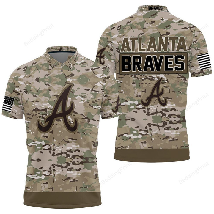 Atlanta Braves Camouflage Veteran 3D Polo Shirt