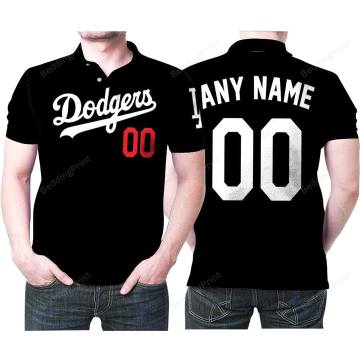 Personalized Los Angeles Dodgers Black Jersey Inspired Style Polo Shirt