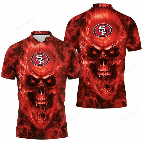 San Francisco 49Ers Nfl Fans Skull Polo Shirt