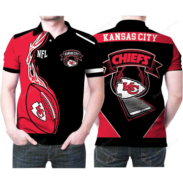 Kansas City Chiefs Legend Nfl Team Logo Fire Ball 3D Printed Gift For Kansas City Chiefs Fan Polo Shirt