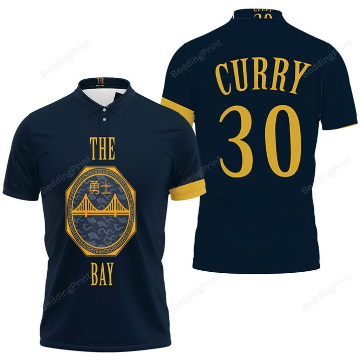 Stephen Curry Golden State Warriors City Edition Navy Jersey Polo Shirt
