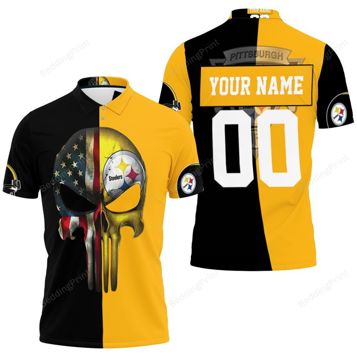 Personalized Pittsburgh Steelers American Skull Polo Shirt