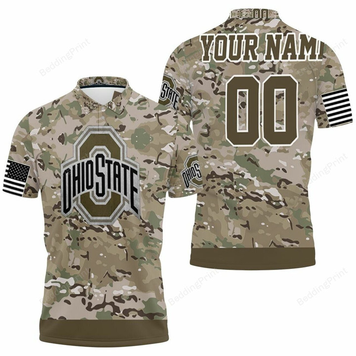 Personalized Ohio State Buckeyes Camouflage Veteran Polo Shirt